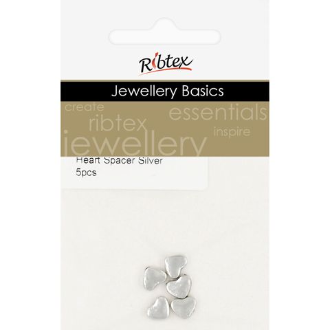 HEART SPACERS SILVER 5PCS
