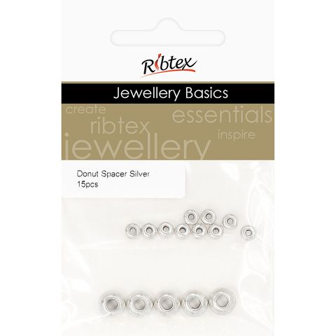 PLAIN DONUT SPACER SML LRG SILVER 15PCS