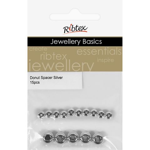 PLAIN DONUT SPACER SML LRG SILVER 15PCS