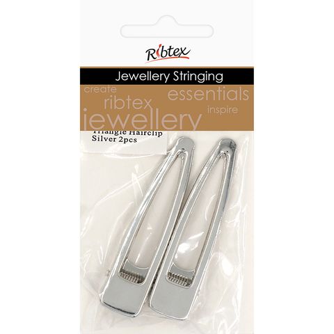 JF HAIRCLIP FLAT TRIANGLE SLV 60mm 2pcs
