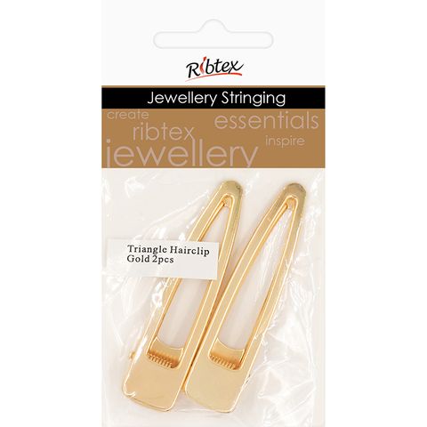 JF HAIRCLIP FLAT TRIANGLE GOLD 60mm 2pcs