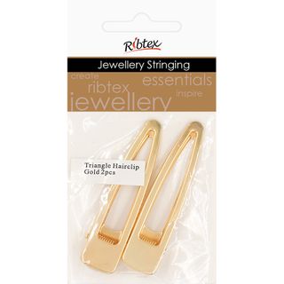 JF HAIRCLIP FLAT TRIANGLE GOLD 60mm 2pcs