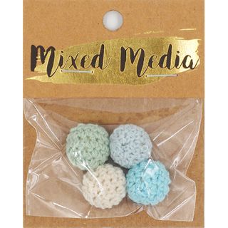 MM KNITTED BEAD 16mm BLUES 4pc