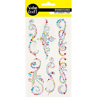 CRAFT RHINESTONES MULTI FLOURISH 6PC