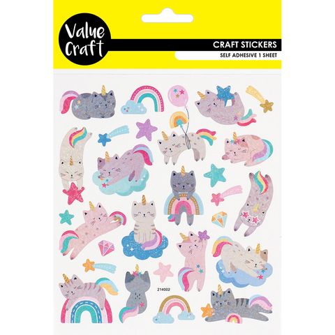 STICKERS GLITTER RAINBOW CATS 1SH