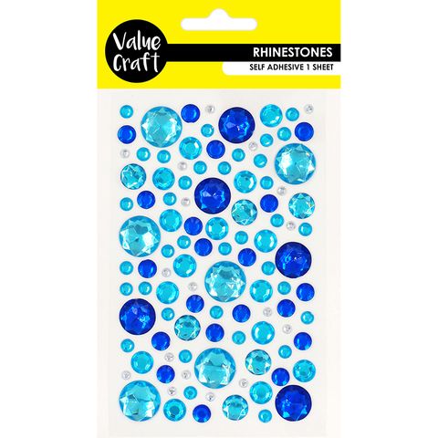 CRAFT RHINESTONE BUBBLE BLUE-SILVER 1SH