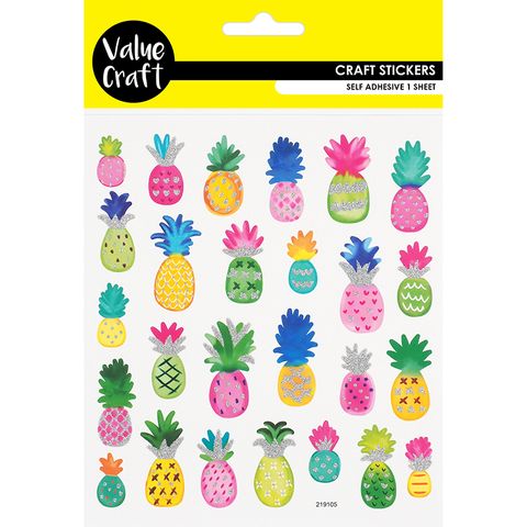 STICKERS GLITTER RAINBOW PINEAPPLES 1SH