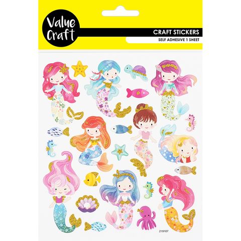 STICKERS GLITTER PASTEL MERMAIDS 1SH