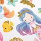 STICKERS GLITTER PASTEL MERMAIDS 1SH