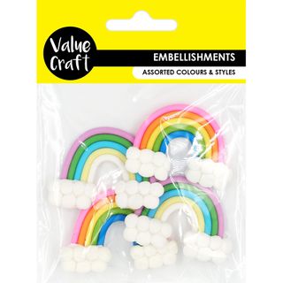 3D RAINBOW CLAY EMBELLISHMENTS 4PCS