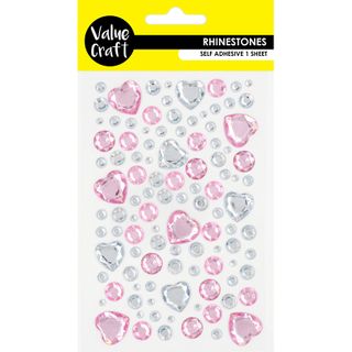 CRAFT R-STONE HEARTS  PINK-SILVER 1 SH