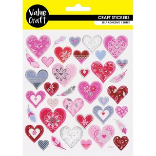 STICKERS FOIL HEARTS AND FEATHERS 1SH