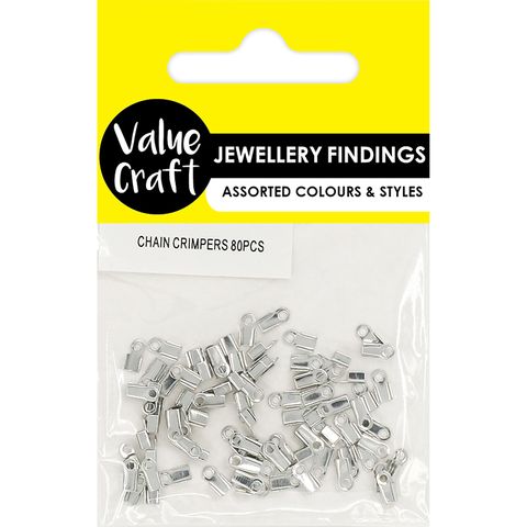 6MM FOLD OVER CHAIN CRIMPERS SILVER 80PC