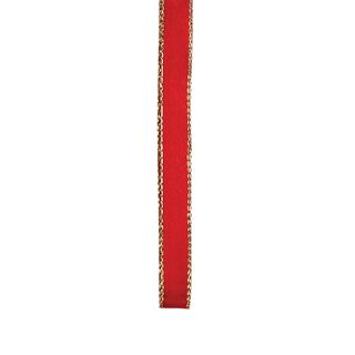 Ribbon 10mm Satin Red-Gold Edge 23m