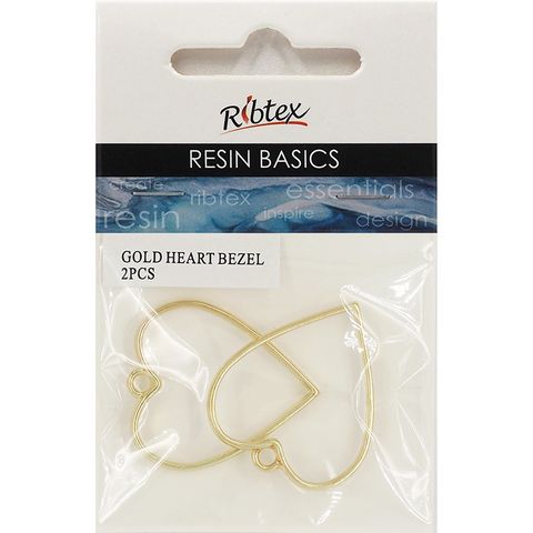 UV RESIN BEZEL HEART GOLD 2PC