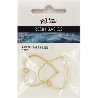 UV RESIN BEZEL HEART GOLD 2PC