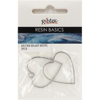 UV RESIN BEZEL HEART SILVER 2PC