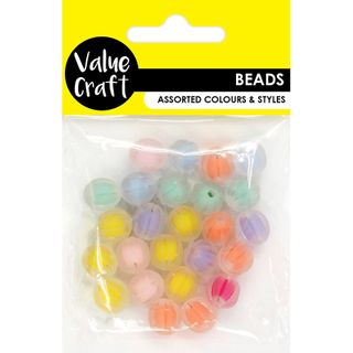 Frosted Pastel Round Beads 25Pc