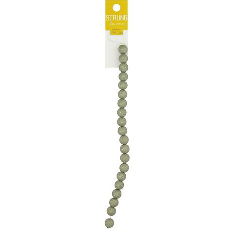 Strung 10Mm Round Glass Bead Matt Silver