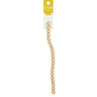 Strung 10Mm Glass Round Pearl Gold 20Pc