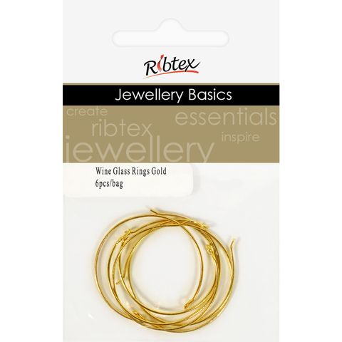 Jf Acc Wine Glass Ring Gold 6 Pcs