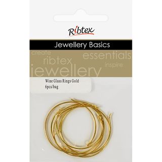 Jf Acc Wine Glass Ring Gold 6 Pcs