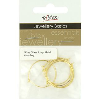 Jf Acc Wine Glass Ring Gold 6 Pcs