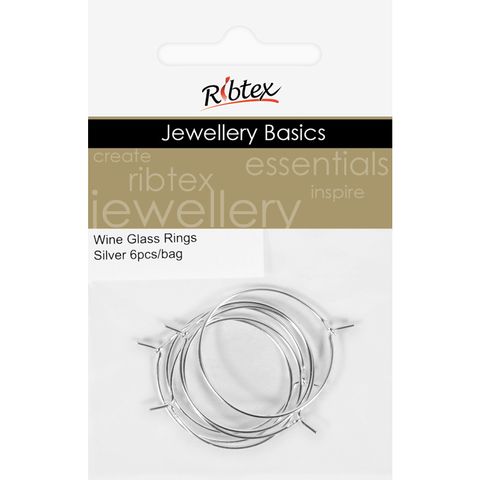 Wine Glass Rings Silver 6Pcs