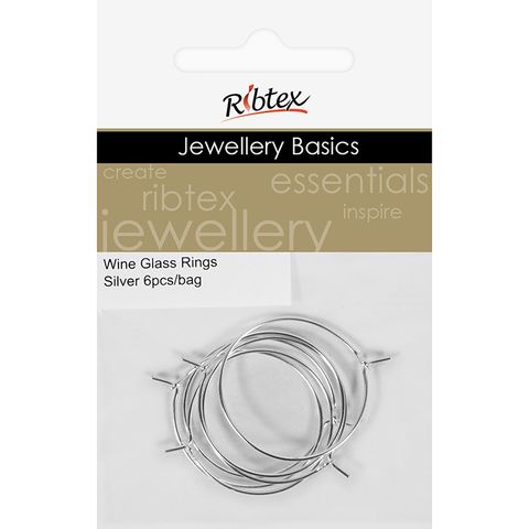 Wine Glass Rings Silver 6Pcs