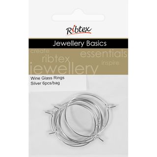 Wine Glass Rings Silver 6Pcs