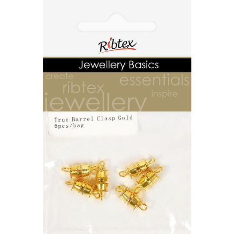 Clasp Barrel True 15mm Gold 6Pcs