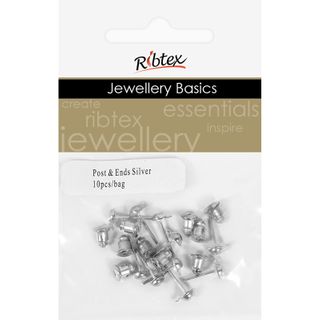 Earring Post And Ends 10mm Silver 10Sets