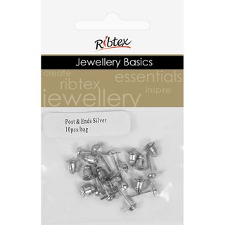 Earring Post And Ends 10mm Silver 10Sets