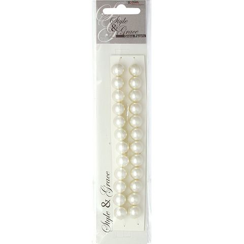 Bead Glass Pearls 12Mm Ivory 24Pcs