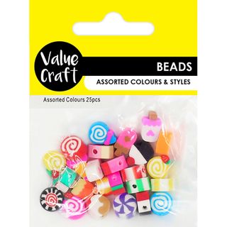 POLYMER CLAY BEADS ASSORTED CANDY 25PCS