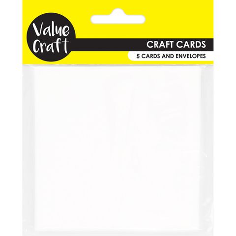CRAFT CARDS W ENVELOPES WHITE 5PCS