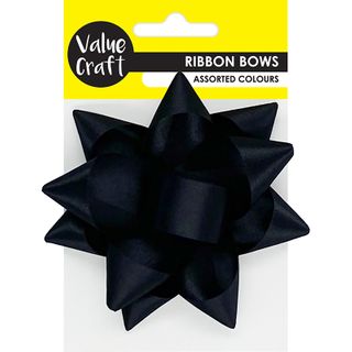 Satin Adhesive Back Bow Black 1Pc