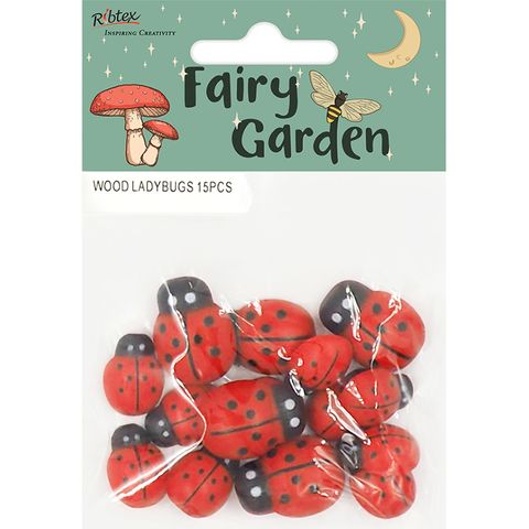 WOOD LADYBUGS 15PCS