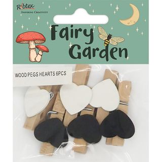 WOOD PEGS HEARTS 6PCS