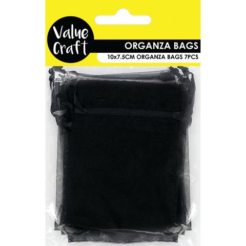 Mini Organza Bag Black 10cmx7.5cm 7pc