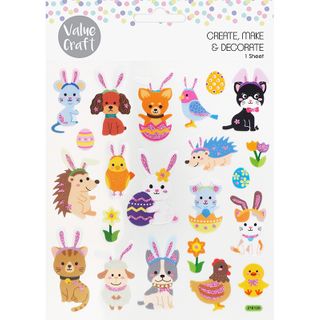 Glitter Stickers Easter Animals 1pc