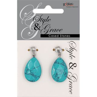 Jf Stone T.Drop Facet Pendant Turq 2Pc