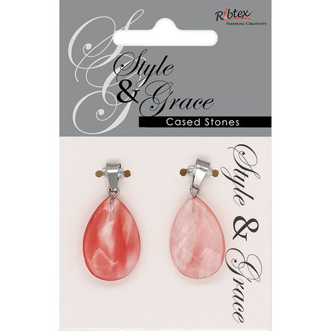 Jf Stone T.Drop Facet Pendant Rose 2Pc