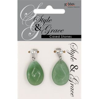 Jf Stone T.Drop Facet Pendant Jade 2Pc