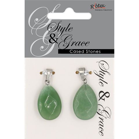 JF STONE T.DROP FACET PNDNT JADE 2PC