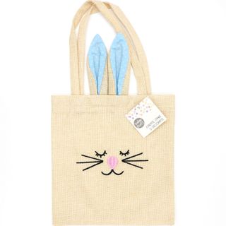 EASTER BUNNY HESSIAN TOTE BAG BLUE 1PC