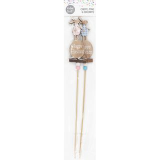 EASTER BUNNY EGG WOOD PICKS 2PCS
