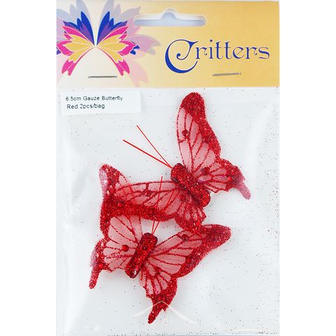 CR BUTTERFLY GAUZE 6.5CM RED 2PCS