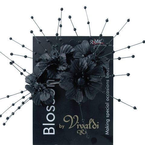 Flower Large Pearl with Spray 4H Black