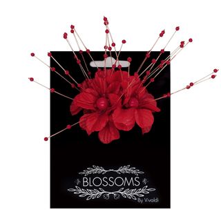 Flower Large Pearl With Spray 4Head Red